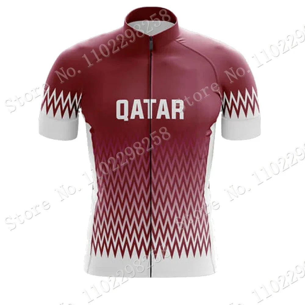 Qatar National Team Cycling Jersey 2023 Set Summer Bicycle Clothing  Road Bike Shirts Suit Bicycle Bib Shorts MTB Ropa Maillot