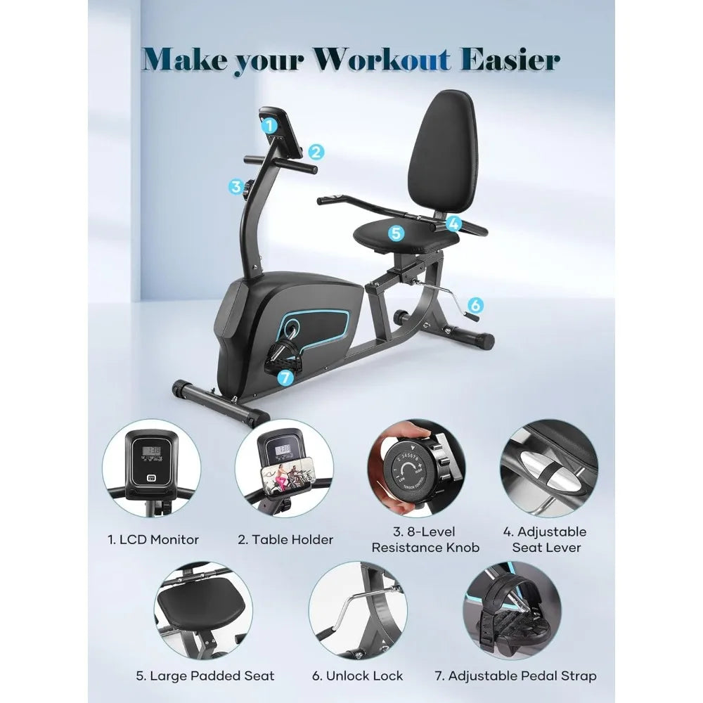 Crystal Sports Horizontal Exercise Bike Adult Training Bicycle Spinning Bike Home Hand Foot And Lower Limb Equipment