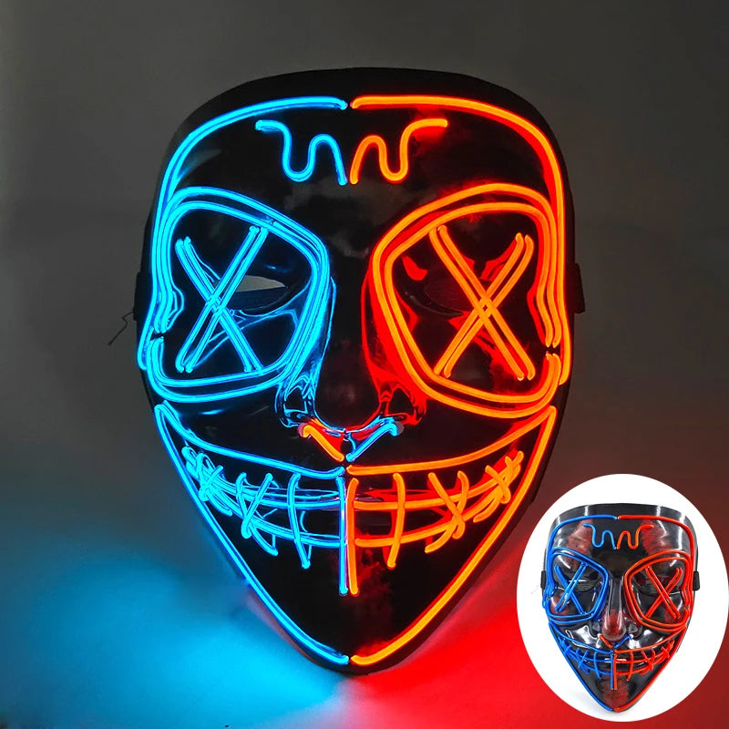 Wireless LED Purge Mask Halloween Horror Party Carnival Cosplay Costume Props Halloween Purge Masks 10 Colors LED Mask Men Women