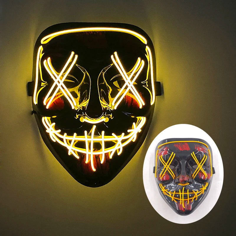Wireless LED Purge Mask Halloween Horror Party Carnival Cosplay Costume Props Halloween Purge Masks 10 Colors LED Mask Men Women