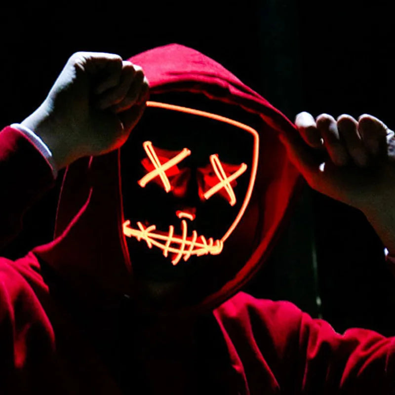 Wireless LED Purge Mask Halloween Horror Party Carnival Cosplay Costume Props Halloween Purge Masks 10 Colors LED Mask Men Women