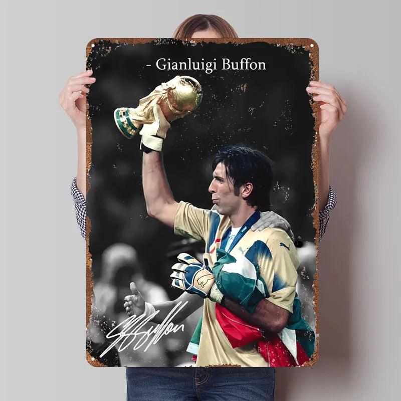 Gianluigi Buffon - World Cup Champion Poster Football Player Metal Sign Retro Custom Soccer Tin Plates for Wall Art Decoration