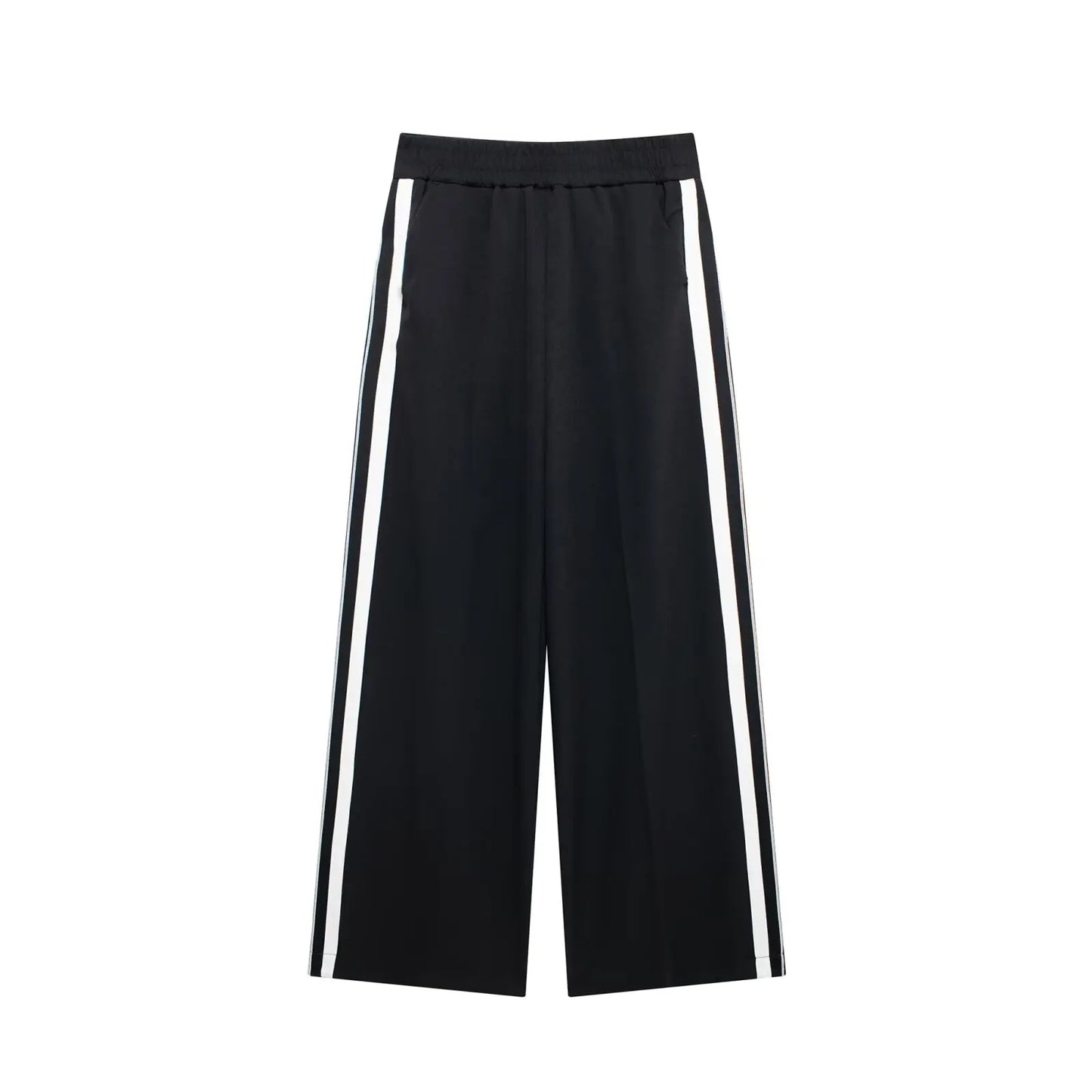 2024 New Women Casual Black Trousers Suits Sports Short Jacket + Female Vinatge Black White Patchwork Baggy Pants Street