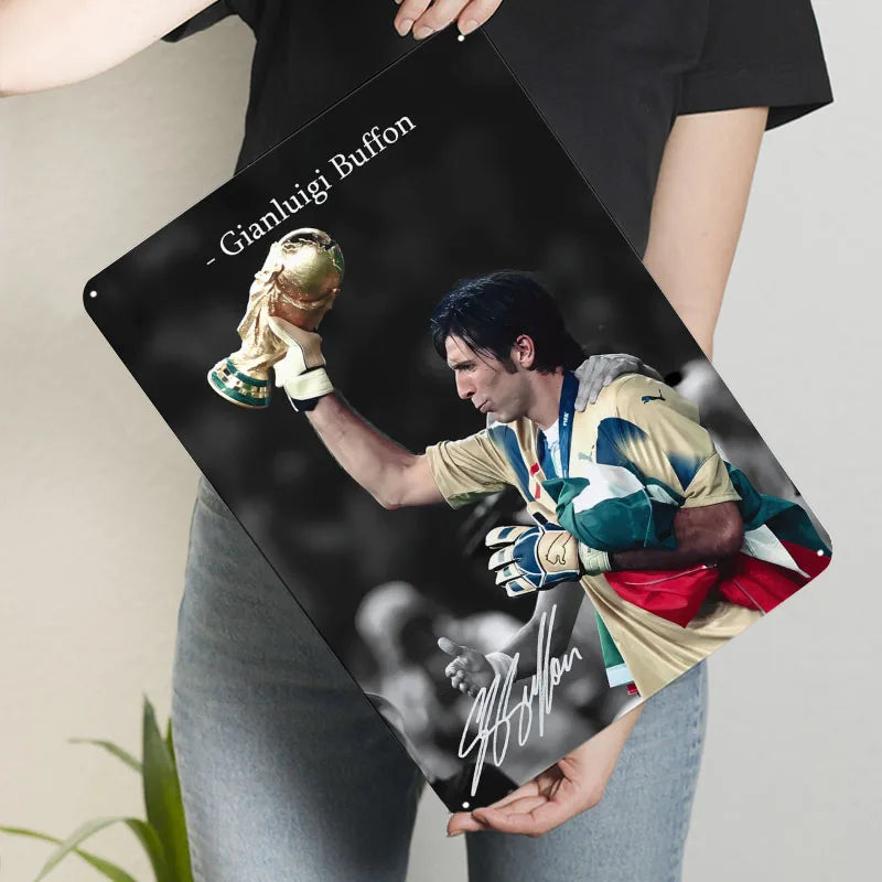 Gianluigi Buffon - World Cup Champion Poster Football Player Metal Sign Retro Custom Soccer Tin Plates for Wall Art Decoration