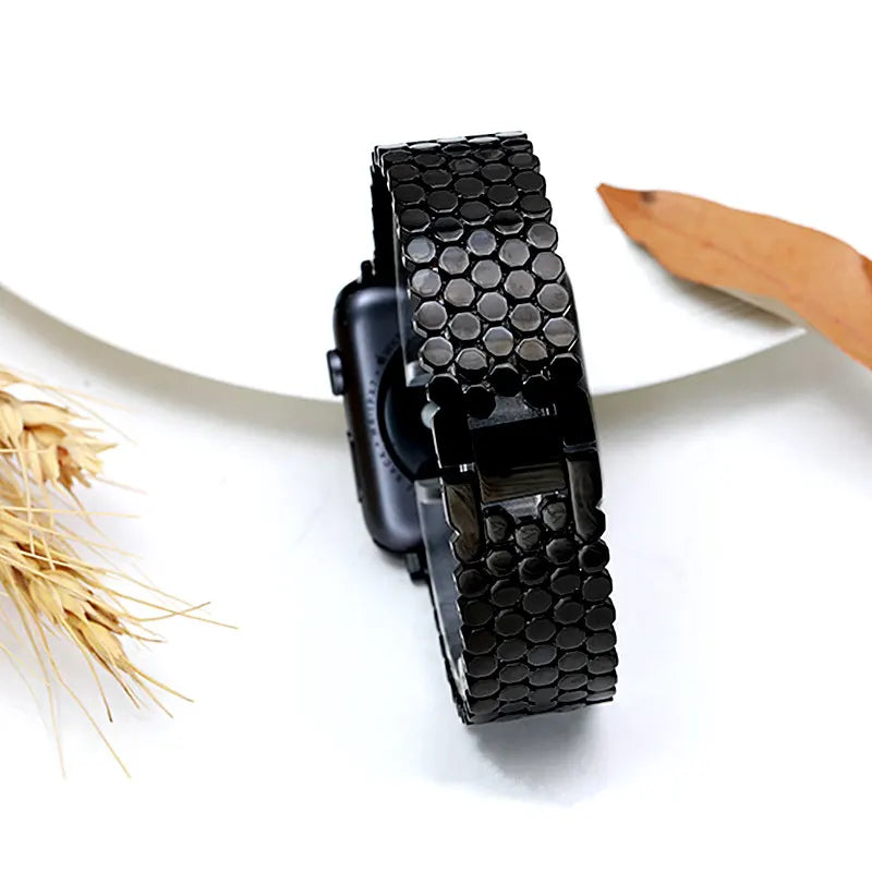 Stainless steel strap for Apple watch band 45mm 44mm 40mm 49mm 41mm Fish-scale Metal Link bracelet iWatch Series 9 8 se ultra 2