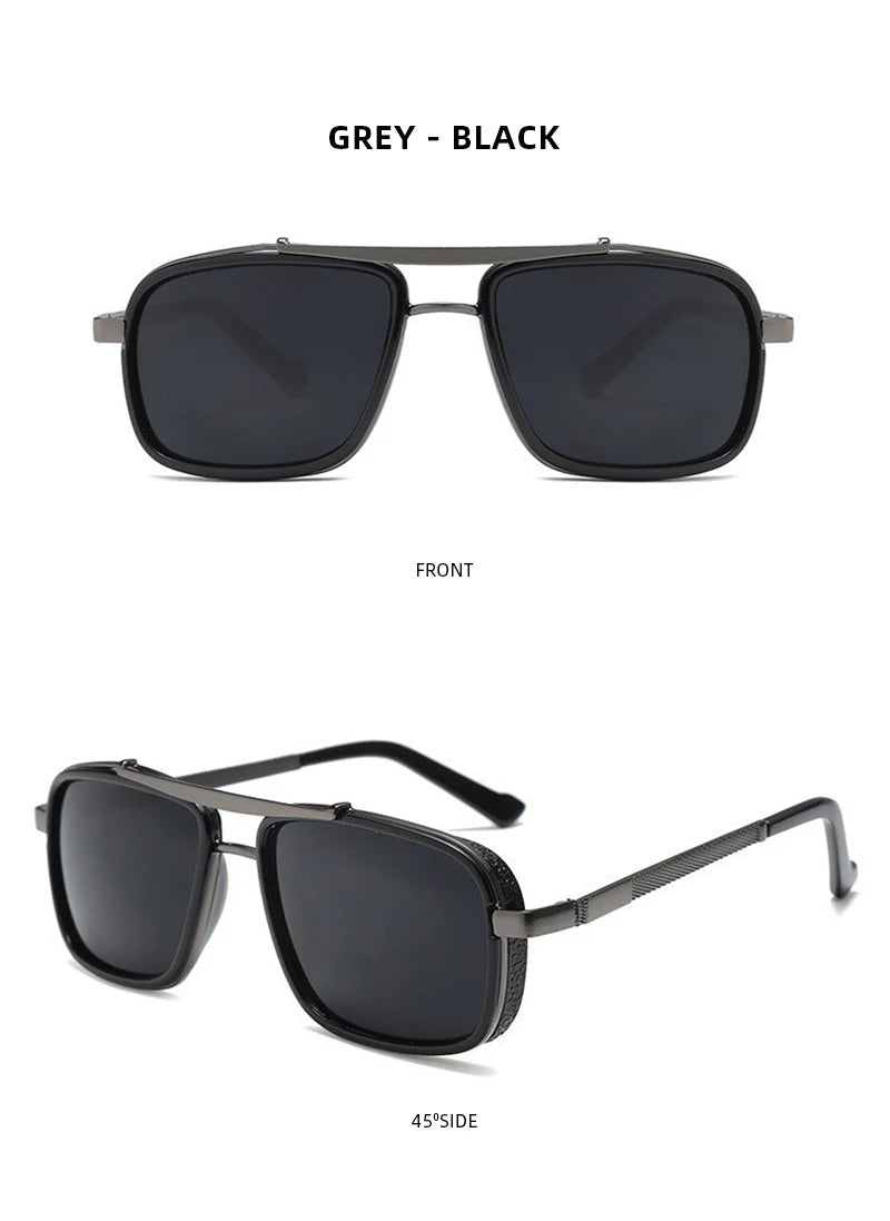 Luxury Rectangle Men's Sunglasses Retro Metal Steam Punk Sun Glasses Male Classic Outdoor Driving Shades Summer Glasses