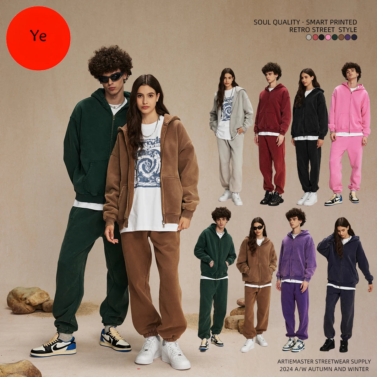 Batik fleece zippered hoodie