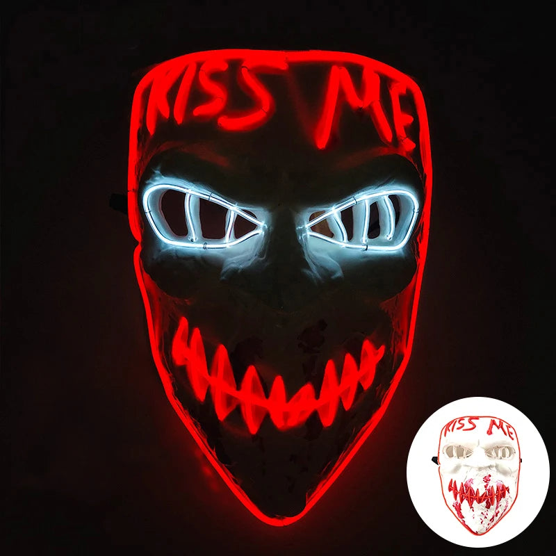 Wireless LED Purge Mask Halloween Horror Party Carnival Cosplay Costume Props Halloween Purge Masks 10 Colors LED Mask Men Women
