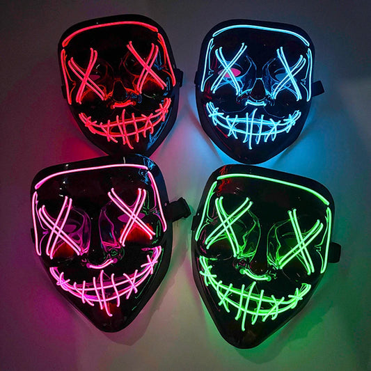 Wireless LED Purge Mask Halloween Horror Party Carnival Cosplay Costume Props Halloween Purge Masks 10 Colors LED Mask Men Women