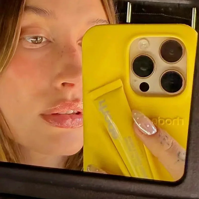 Luxury Lemontini Lipstick Make-up Soft Silicone Phone Case for IPhone 17 16 11 13 12 14 15 Pro Max Plus Portable Lip Gloss Cover