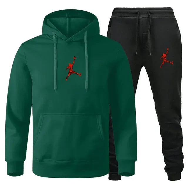 2025 Autumn/Winter Men's jogging Fitness sportswear Set: Fashionable long-sleeved sweatshirt + casual pants 2-piece set