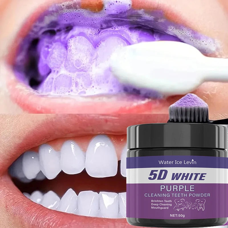 Purple Teeth Cleaning Powder - No Sulfuric Acid, Deep Cleansing and Polishing, Whitens Teeth Within 5 Days, Portable Daily Use and Travel