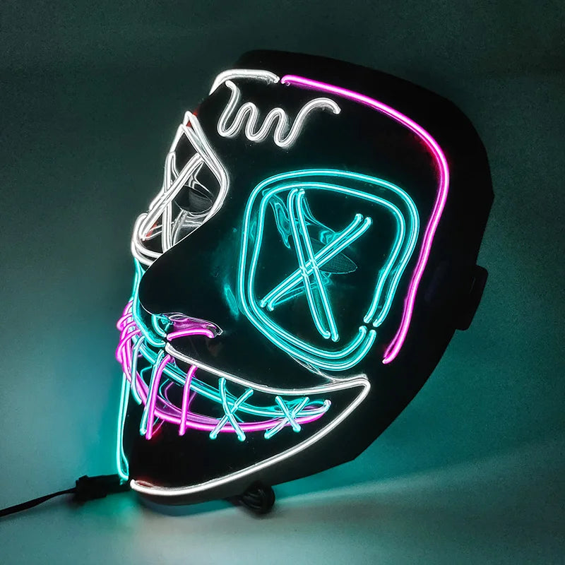 Wireless LED Purge Mask Halloween Horror Party Carnival Cosplay Costume Props Halloween Purge Masks 10 Colors LED Mask Men Women