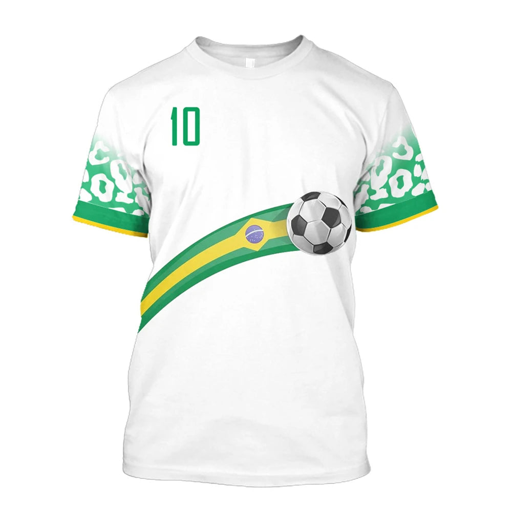 2022 Brazil National Team Sports Fitness Fashion Short Sleeve T Shirt For Men World Football T Shirts Football Team Shirts Tops