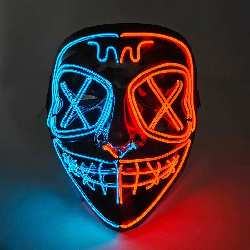 Wireless LED Purge Mask Halloween Horror Party Carnival Cosplay Costume Props Halloween Purge Masks 10 Colors LED Mask Men Women