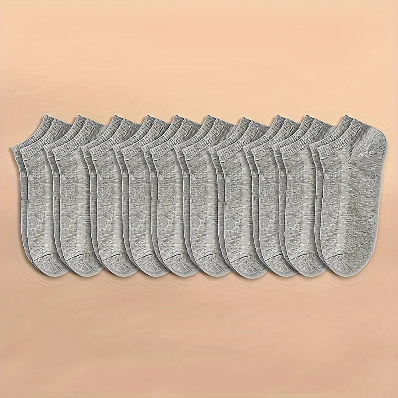 10/20/30/40/60 Pairs Of Unisex Solid Color Socks Comfy Breathable Soft Sweat Absorbent Socks For Daily And Outdoor Wearing