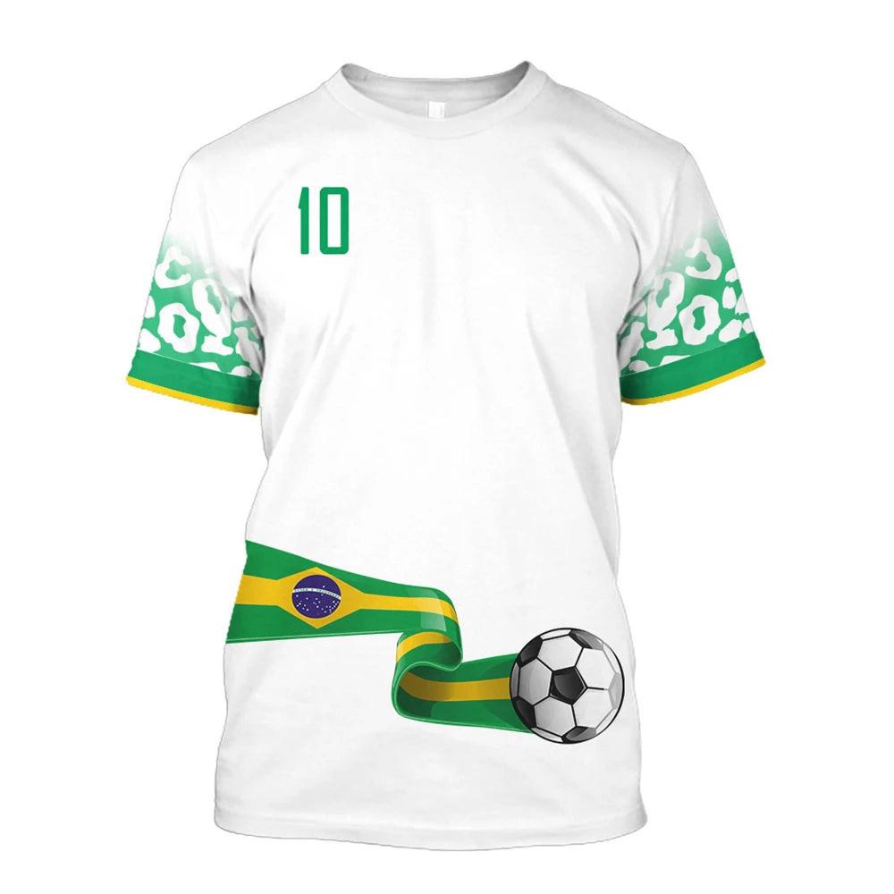 2022 Brazil National Team Sports Fitness Fashion Short Sleeve T Shirt For Men World Football T Shirts Football Team Shirts Tops