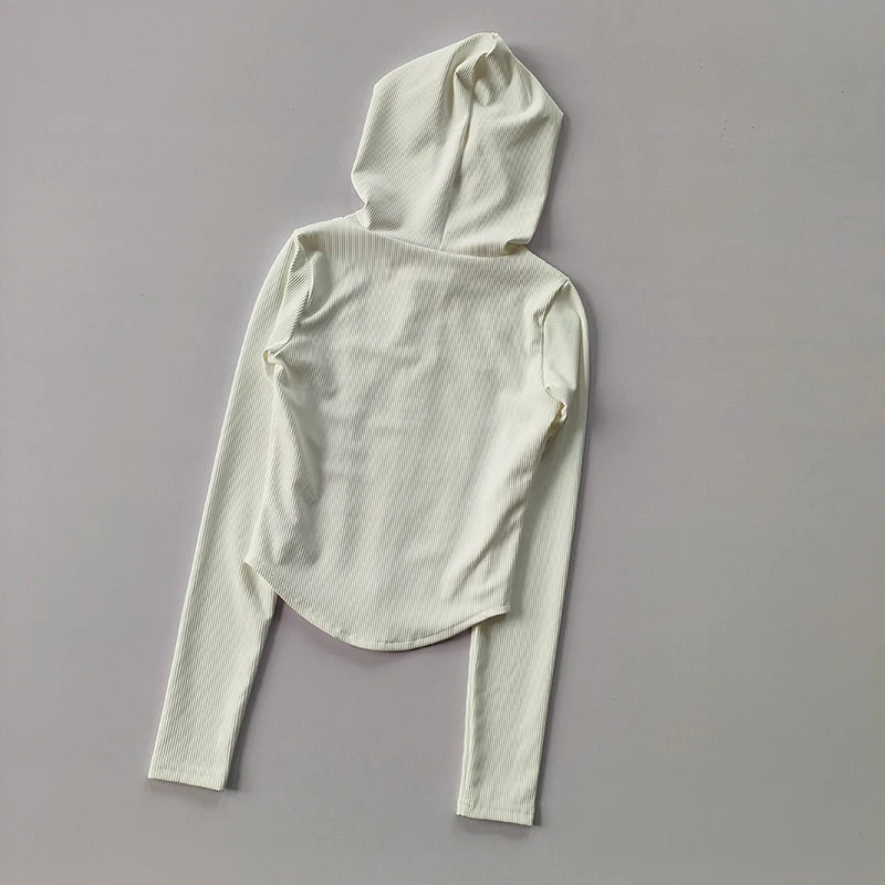 Women's Fitness Coat Hooded Cardigan Tight Quick-dry Sports Jacket Running Training Shirt Yoga Clothes Long Sleeve Sport Jacke