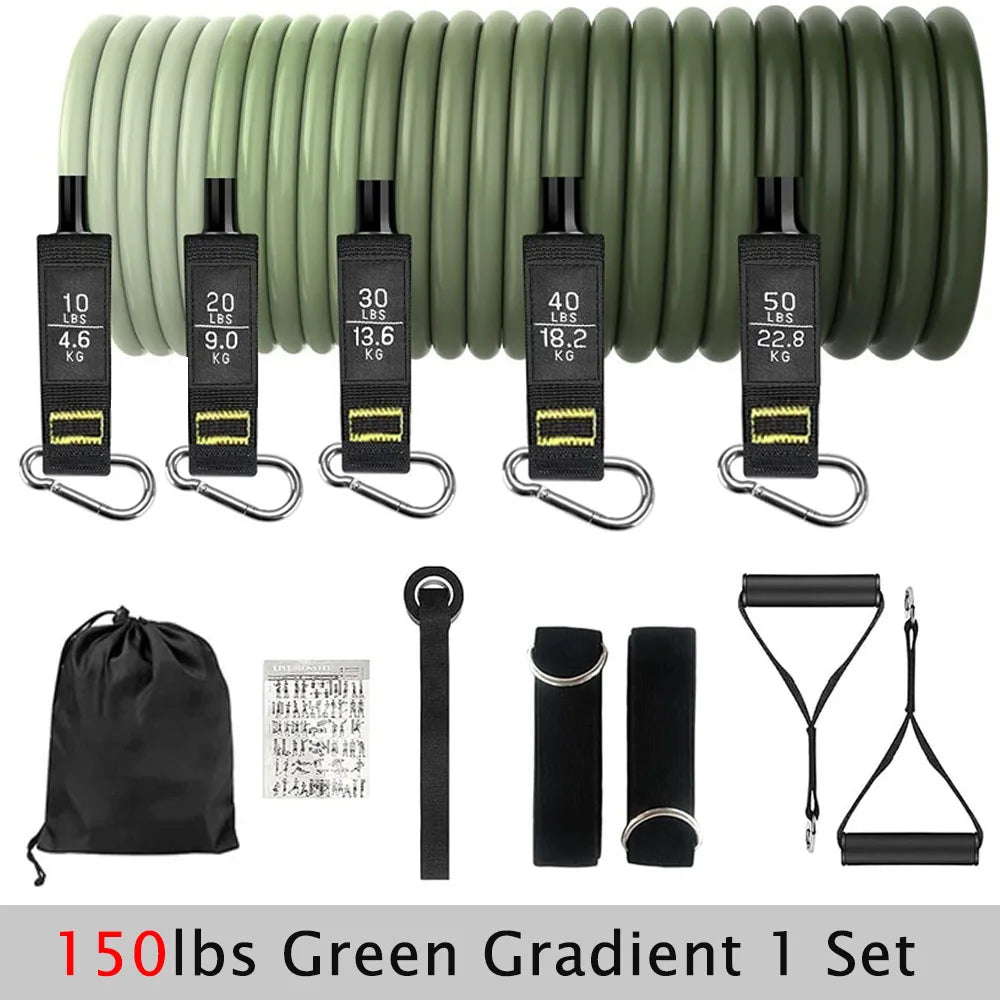 Resistance strap set, sports strap with door anchor, handle, handbag, leg and ankle straps for resistance training, unisex