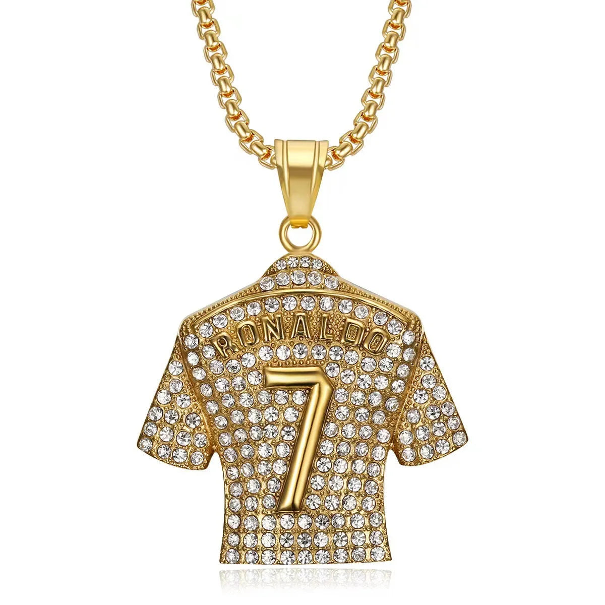 Hip Hop Style Number 7 Jersey Zircon Pendant Alloy Necklace for Men,Ronaldo Commemorative Necklace,World Cup Football Fan Gifts