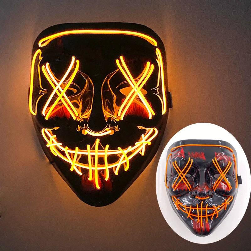 Wireless LED Purge Mask Halloween Horror Party Carnival Cosplay Costume Props Halloween Purge Masks 10 Colors LED Mask Men Women
