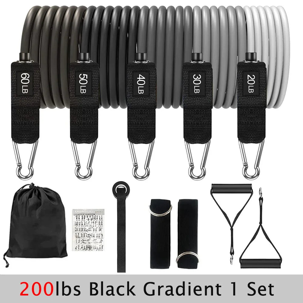 Resistance strap set, sports strap with door anchor, handle, handbag, leg and ankle straps for resistance training, unisex