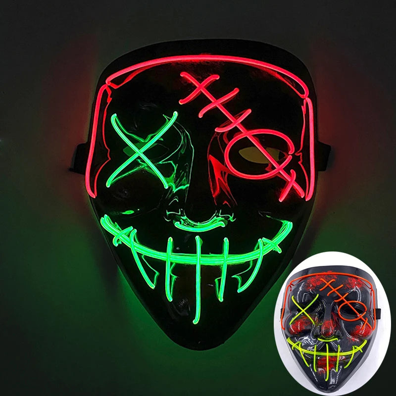 Wireless LED Purge Mask Halloween Horror Party Carnival Cosplay Costume Props Halloween Purge Masks 10 Colors LED Mask Men Women