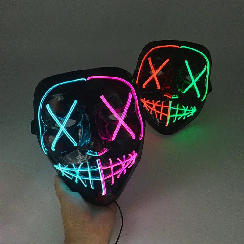 Wireless LED Purge Mask Halloween Horror Party Carnival Cosplay Costume Props Halloween Purge Masks 10 Colors LED Mask Men Women