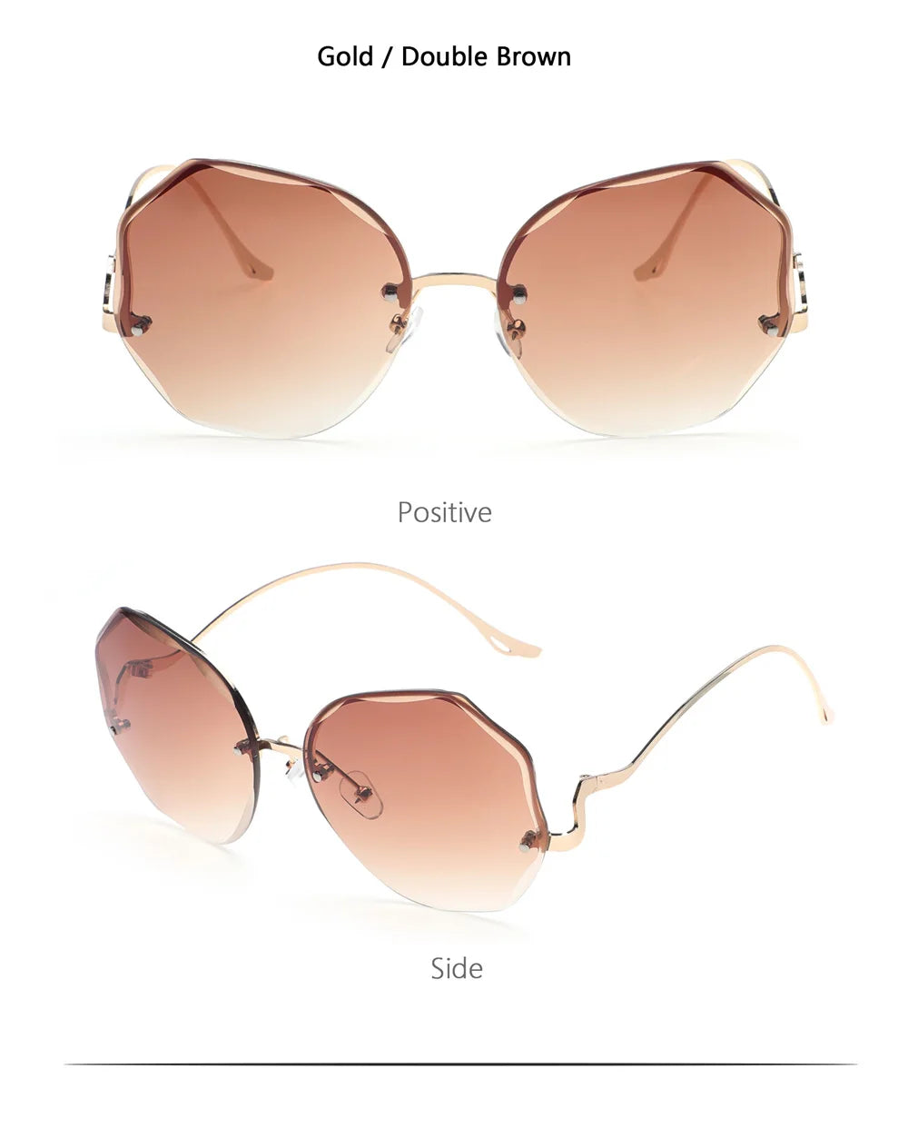 2022 Rimless Sunglasses Women Ocean Water Cut Eyewear Women Men Trimmed Lens Metal Curved Temples Sun Glasses Female UV400