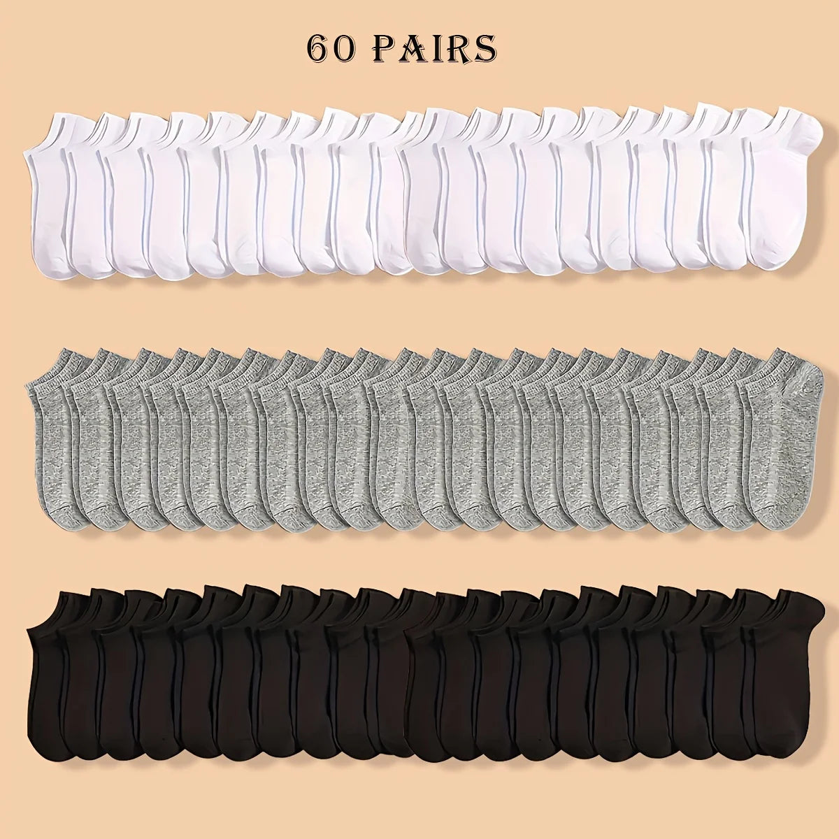 10/20/30/40/60 Pairs Of Unisex Solid Color Socks Comfy Breathable Soft Sweat Absorbent Socks For Daily And Outdoor Wearing
