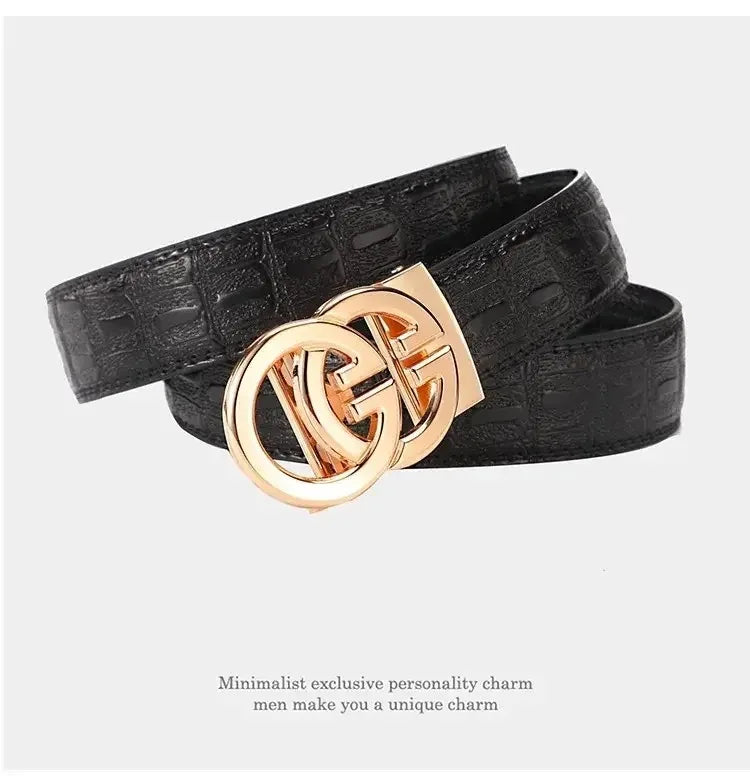 High Quality Genuine Leather Belt For Men's Luxury Automatic Metal Alloy Buckle Men's Waist Belt