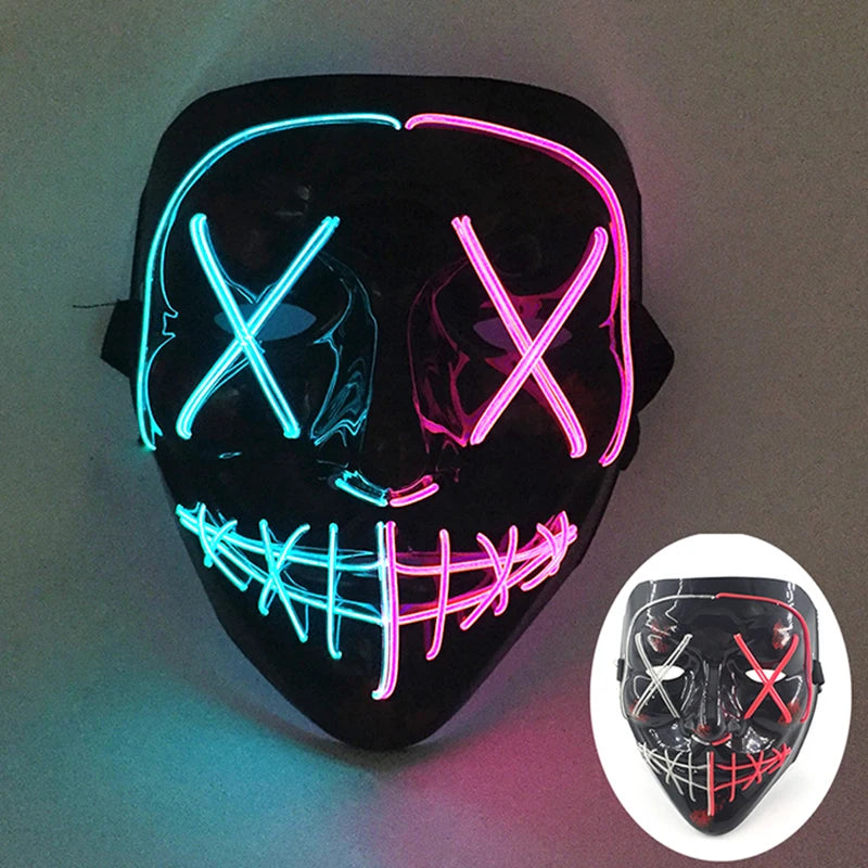Wireless LED Purge Mask Halloween Horror Party Carnival Cosplay Costume Props Halloween Purge Masks 10 Colors LED Mask Men Women