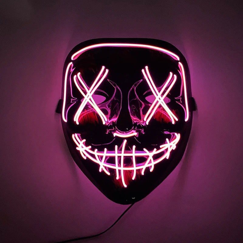 Wireless LED Purge Mask Halloween Horror Party Carnival Cosplay Costume Props Halloween Purge Masks 10 Colors LED Mask Men Women
