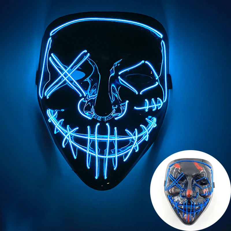 Wireless LED Purge Mask Halloween Horror Party Carnival Cosplay Costume Props Halloween Purge Masks 10 Colors LED Mask Men Women