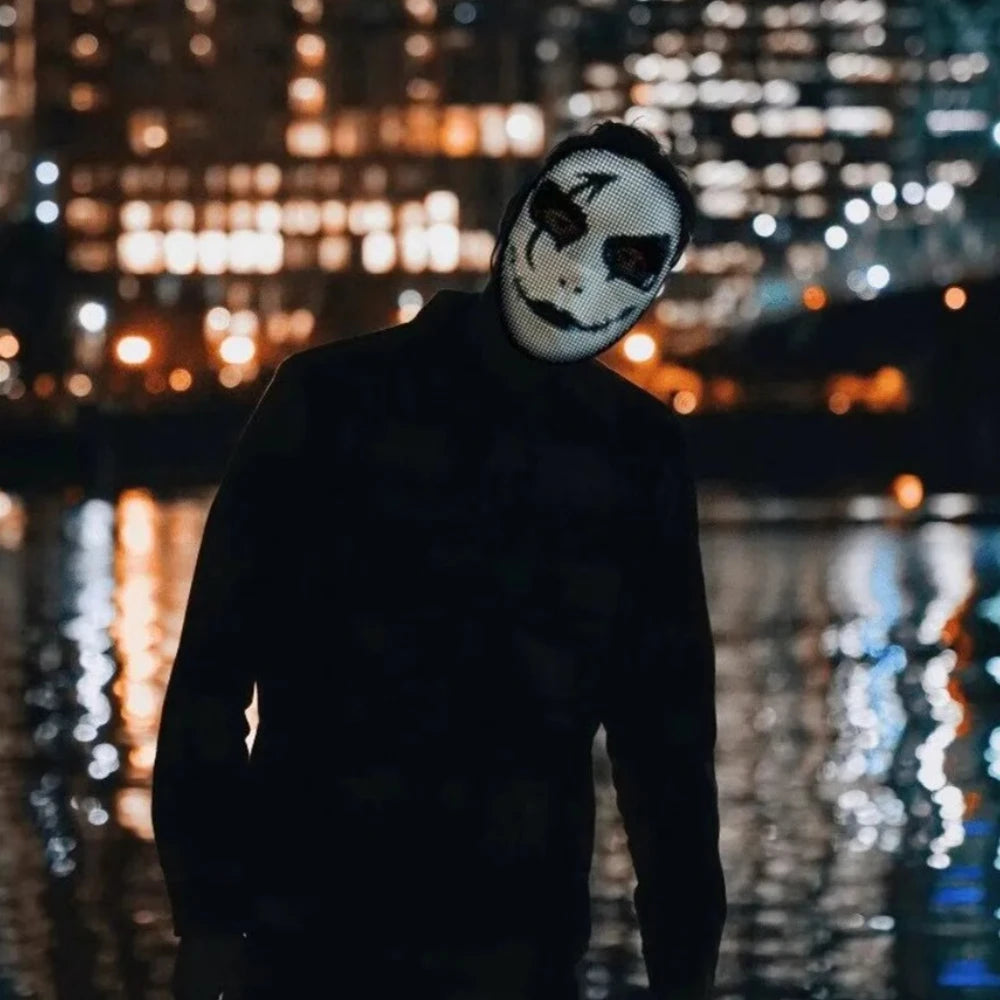 Bluetooth App Controlled LED Mask Gesture Sensor Programmable Light Up Face Changing Cyberpunk Halloween Cosplay Party Rave