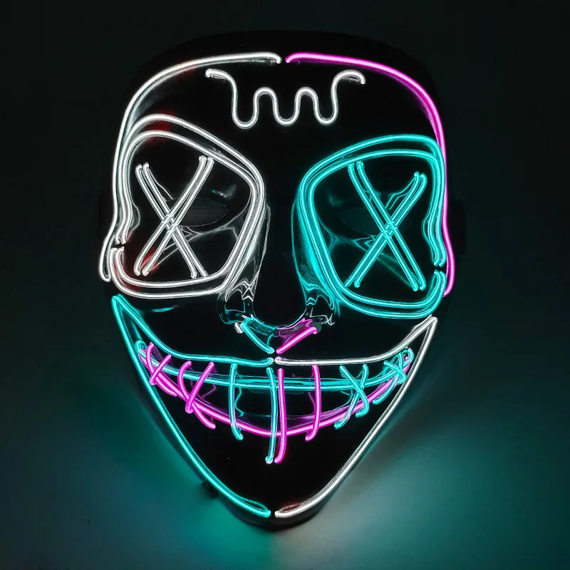 Wireless LED Purge Mask Halloween Horror Party Carnival Cosplay Costume Props Halloween Purge Masks 10 Colors LED Mask Men Women
