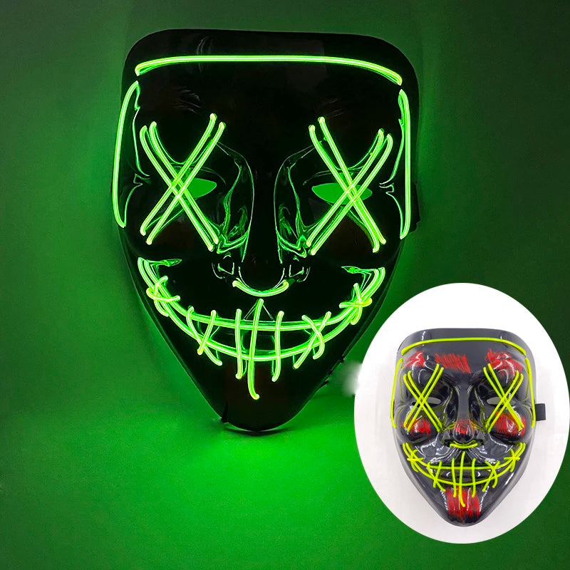 Wireless LED Purge Mask Halloween Horror Party Carnival Cosplay Costume Props Halloween Purge Masks 10 Colors LED Mask Men Women