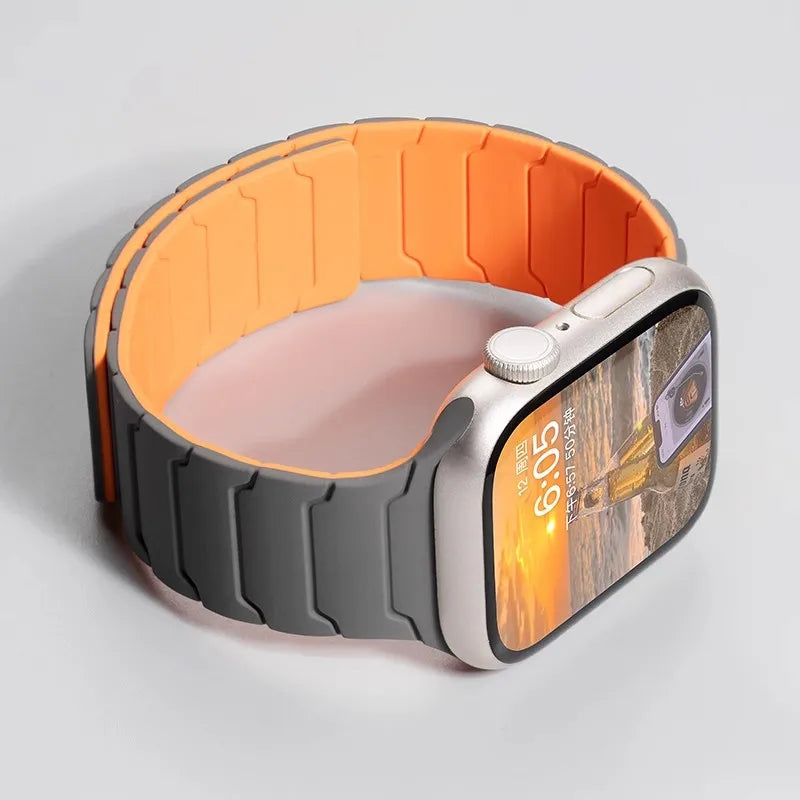 Magnetic Silicone Strap for Apple Watch Band Ultra 2 49mm 45mm 41mm Bracelet for Iwatch Series 9 8 7 6 SE 5 4 38 42mm 44mm 40mm