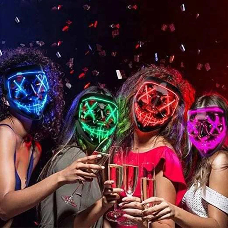 Wireless LED Purge Mask Halloween Horror Party Carnival Cosplay Costume Props Halloween Purge Masks 10 Colors LED Mask Men Women