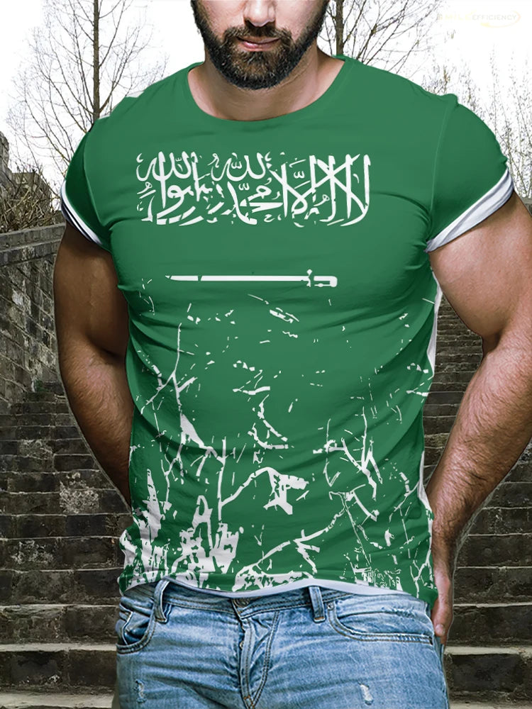 2024 Cheap New Mens T Shirt Saudi Arabia Flag Football T-shirts 3D Printed Running Bike Sports Casual Tops Summer Man Clothes