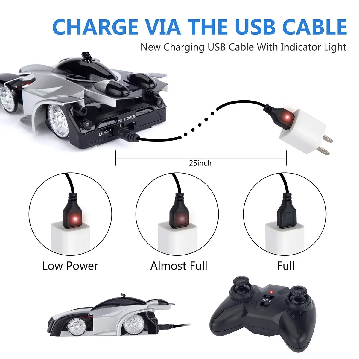 RC Car Climbing Wall Stunt Cars With LED Remote Control Racing Vehicle Anti Gravity Ceiling 360° Rotating Electronic Car Toys