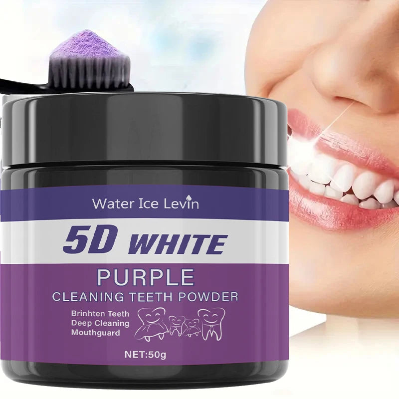 Purple Teeth Cleaning Powder - No Sulfuric Acid, Deep Cleansing and Polishing, Whitens Teeth Within 5 Days, Portable Daily Use and Travel