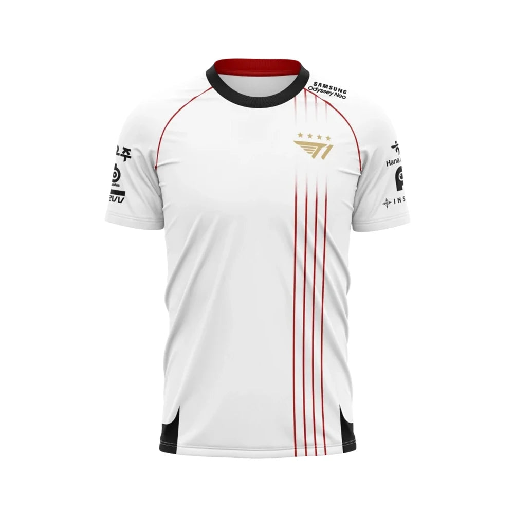 2024 T1 Championship Five-Star Commemorative Team Jersey E-sports World Finals Jersey T-shirt LOL Faker ZOFGK Gold Print Top